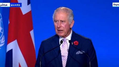Prince of Wales stumbles during the rise of the podium to spoke at the summit of climate video