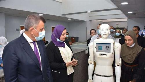 The first sun robot nurse at Ain Shams University speaks Arabic