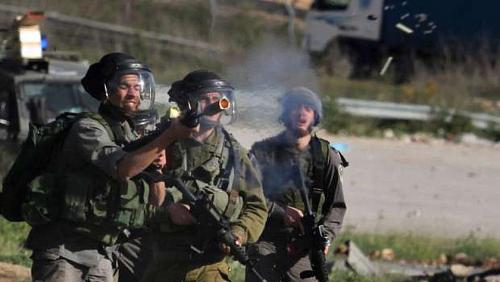 Clashes between the Palestinians and the Israeli occupation forces south of Jenin