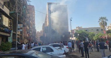 Civil protection controls a fire in a doctors shop in Sohag