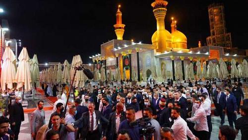 The President of France visits the shrine of Kadhim north of Baghdad