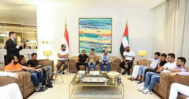Emirates Ambassador at a meeting with a number of Ahli and Zamalek players