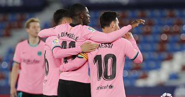 Summary and goals of Levante vs Barcelona 33 in the Spanish league