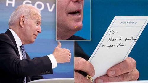 Something on your mice note written to Biden during a White House meeting