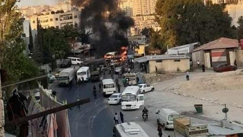 The death was killed and wounded after a military bus explosion in Damascus Photos