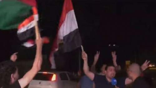Videos monitors Palestinian celebrations to cease fire live Egypt and Sisi