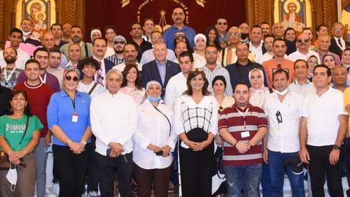 The delegation of the communities of Egypt abroad on a visit to Christmas and Administrative Cathedral