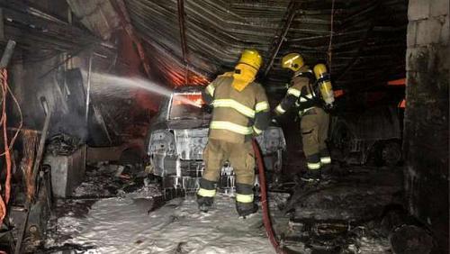 Control of a fire in Garages in Kuwait and Morocco controls 8 tons of shira