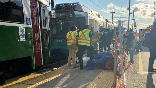 23 people were injured in two train collision in Boston