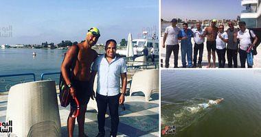 World Swimmer Sayed Baruki crosses Suez Canal Tuesday to enter Jennis Photos