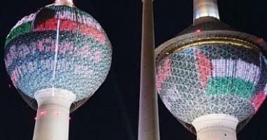 Kuwait Towers lighting in Palestine in solidarity with the Palestinian people