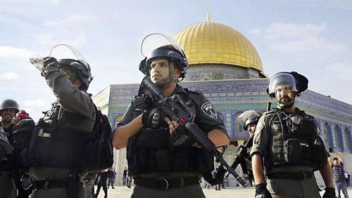The moment of arresting Israeli occupation children at AlAqsa Mosque
