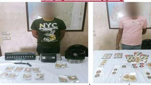 Two people were arrested on charges of promoting forged car stickers attributed to government agencies