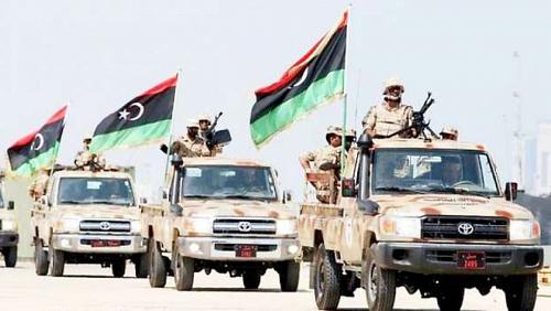 Arabic Libyan National Army launches raids on the central terrorist sites