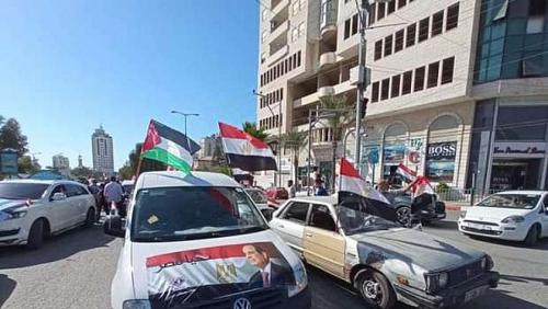 Egyptian and Palestinian science marches in love of Egypt flowing streets of Gaza live Egypt