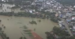 لقطات جويه لغرق الشوارع واجتياح الفيضانات مدن سريلانكا فيديو